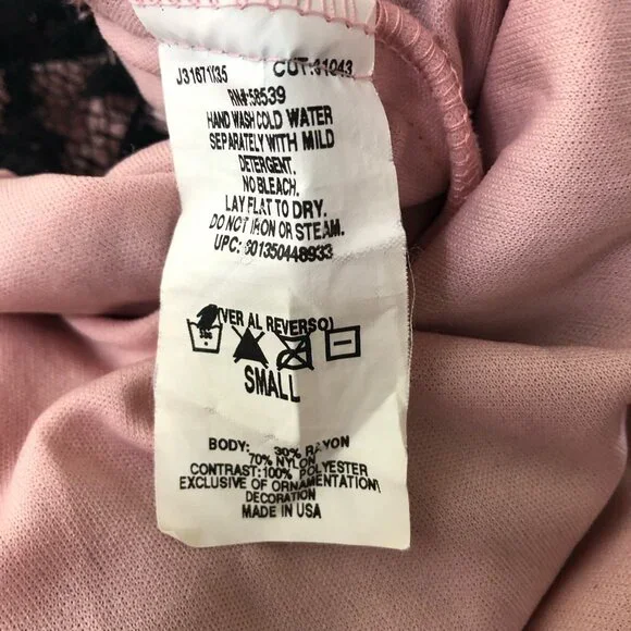 Vintage Y2K Speechless Halter Top High Neck Stretchy Sheer Lace Black Pink Sz S - Picture 13 of 13